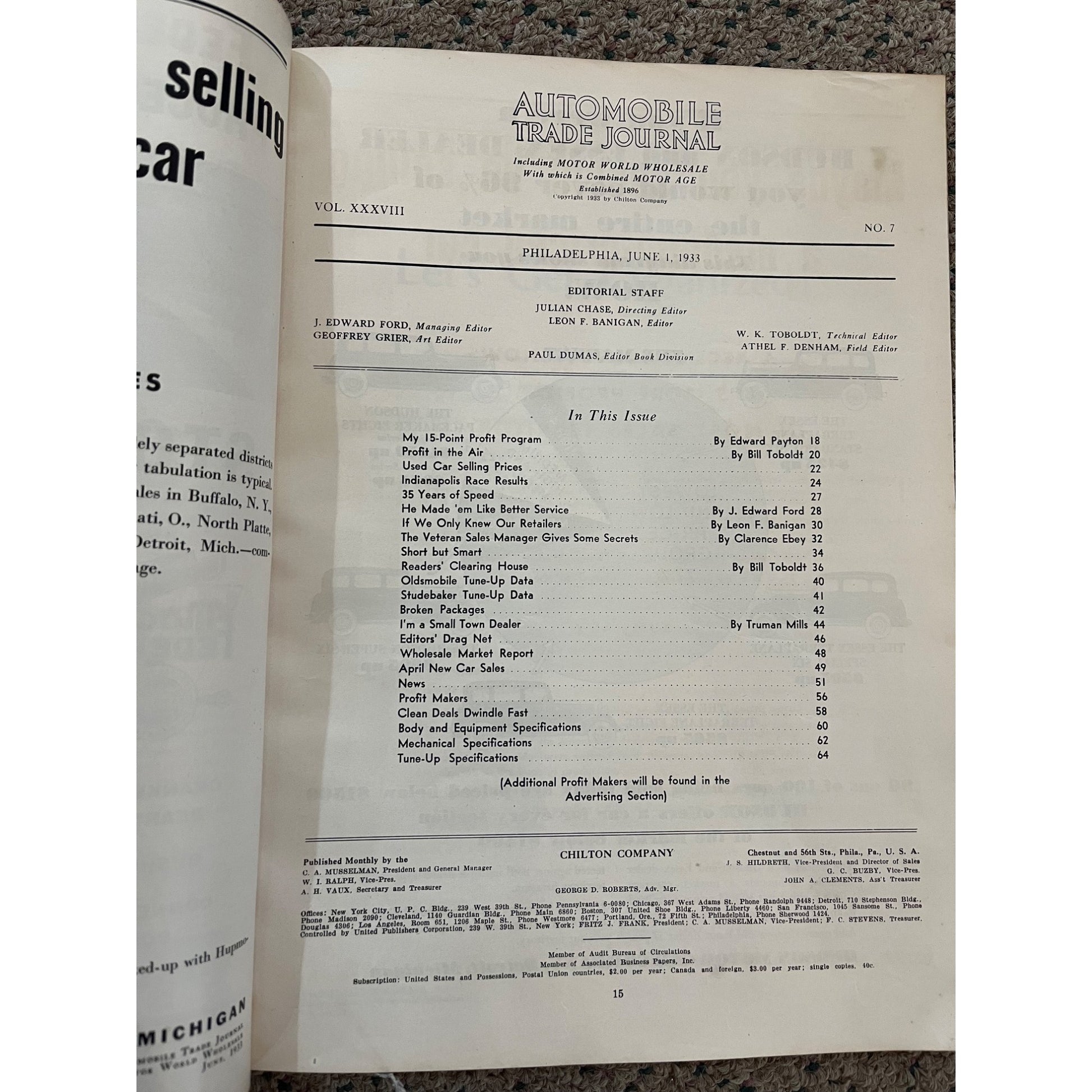 Automobile Trade Journal Magazine June, 1933 Issue - Vintage Advertisements
