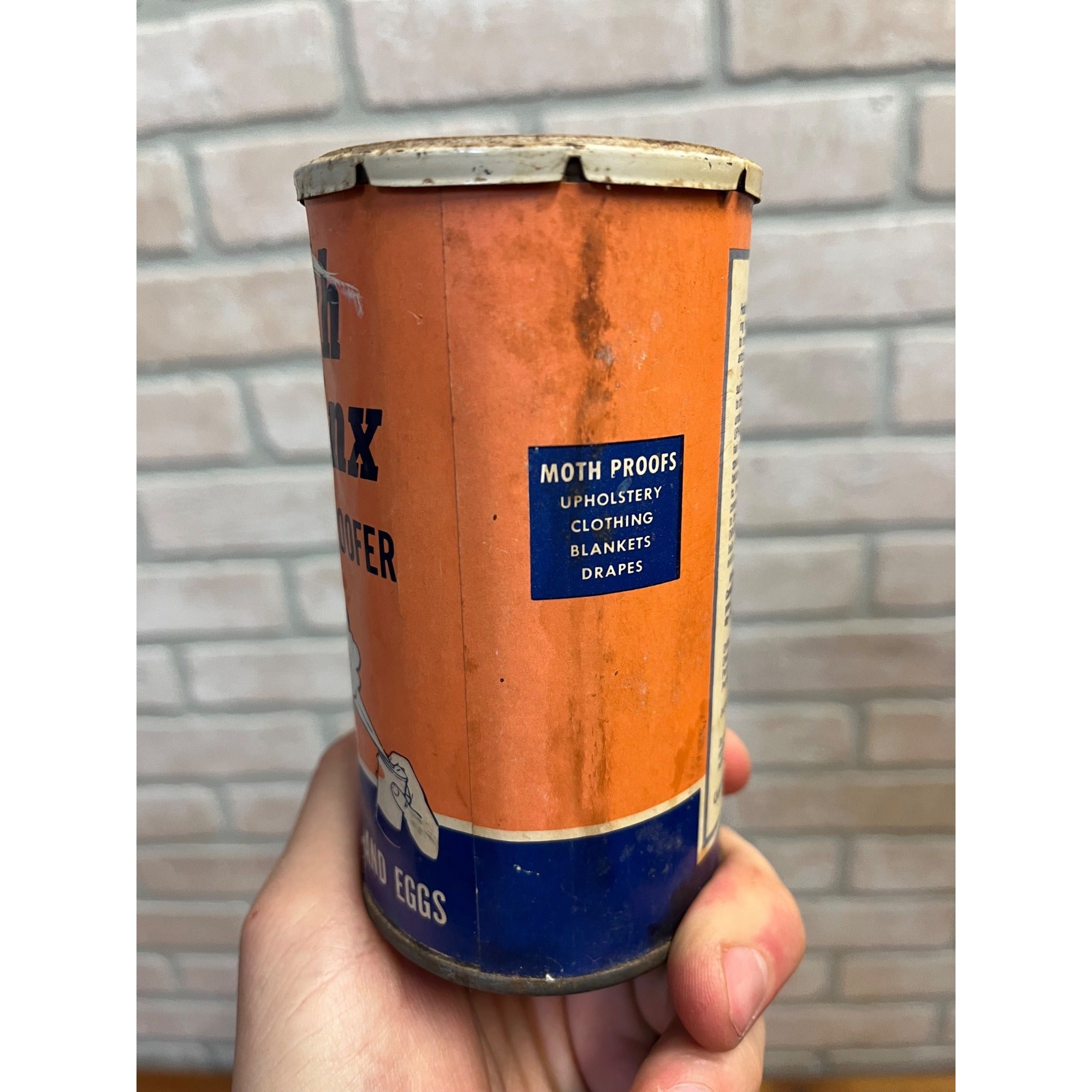 Antique Moth Jinx Moth Proofer Tin Can Pest Control Advertising Display