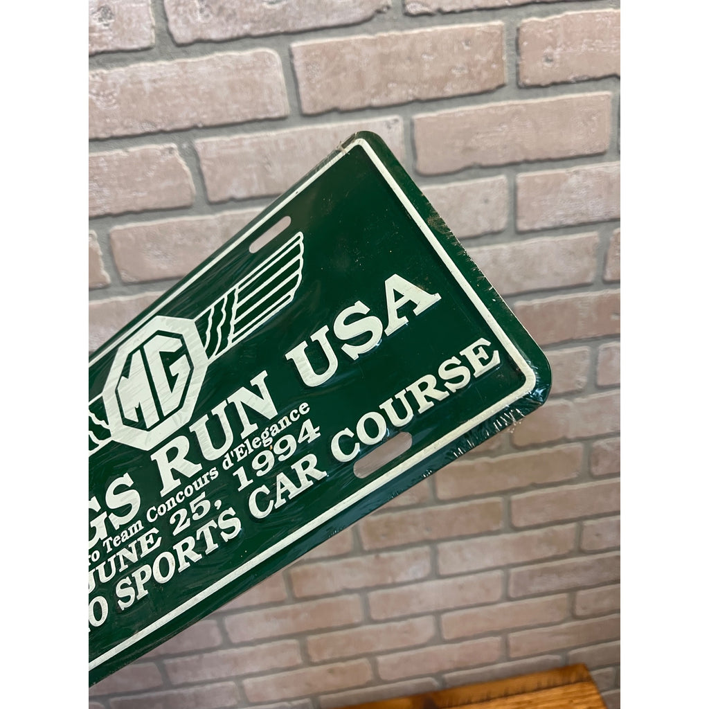 Vintage Morgan Car "MG" Wings Run USA License Plate Mid-Ohio Sports Car Course 1994