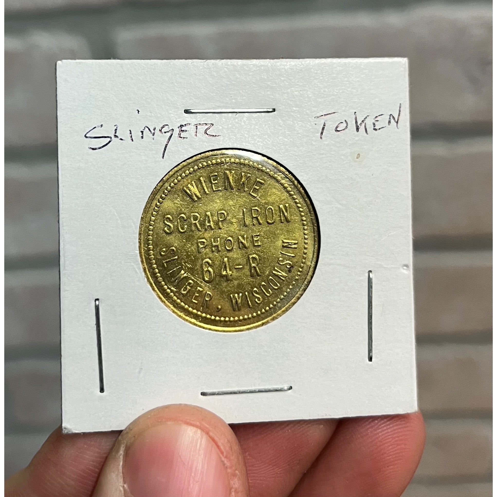 Vintage Slinger Wisconsin Good For Token Wienke Scrap Iron 10 Cents