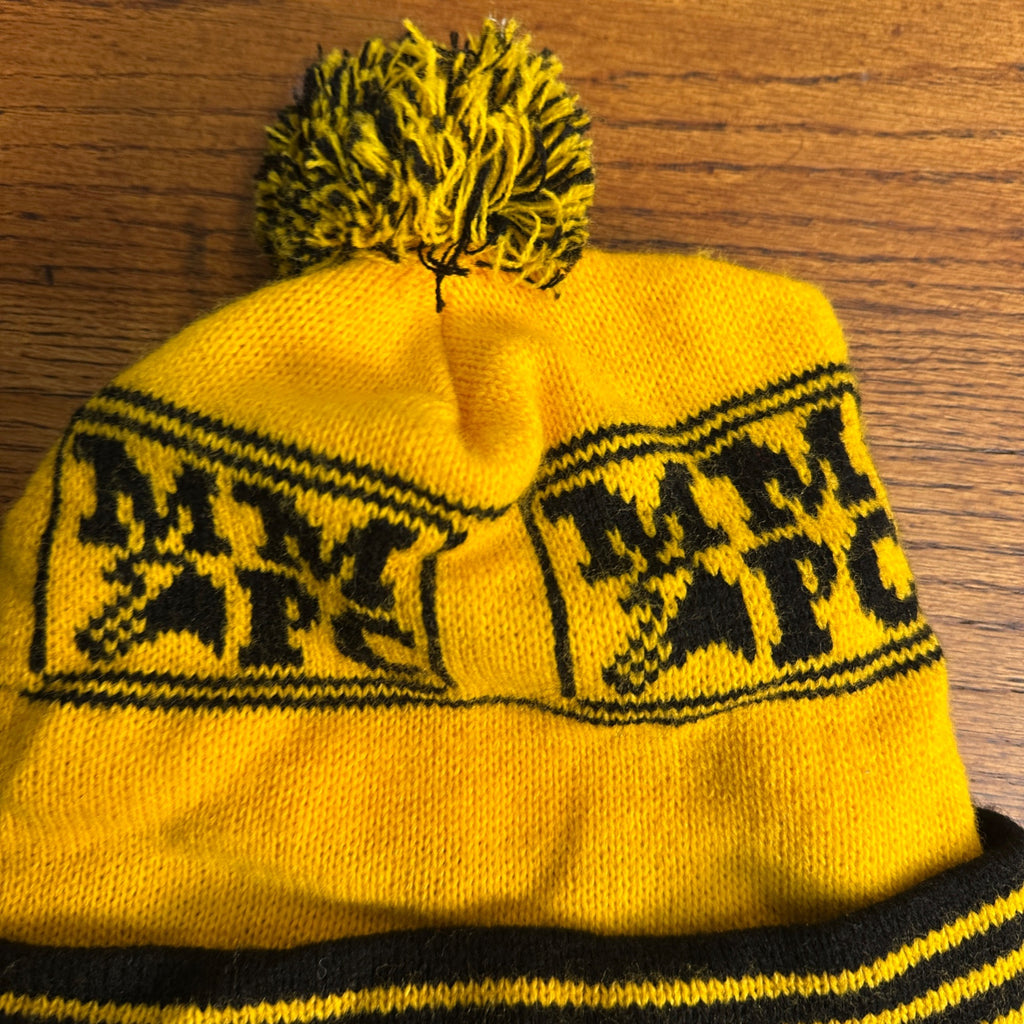 Vintage Milwaukee Milk Producers Winter Cap Hat Pom Pom Black Wisconsin Dairy Farming