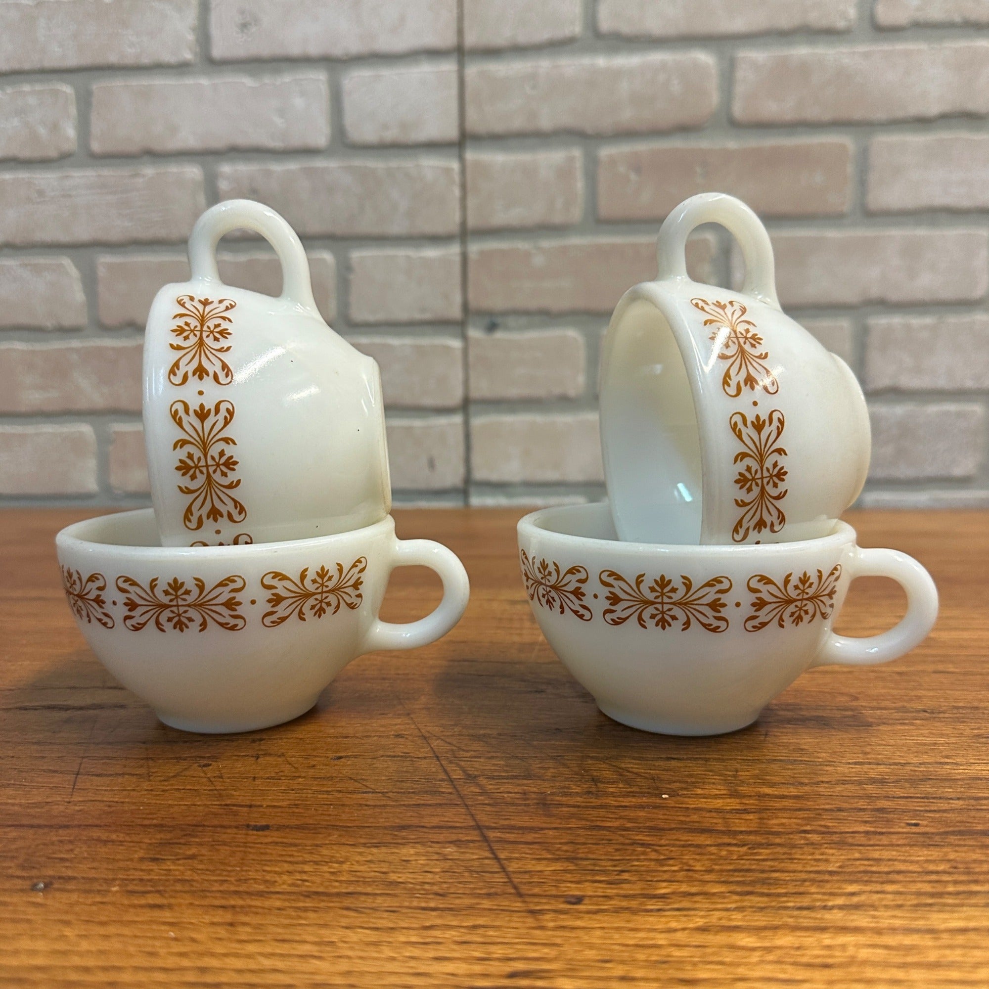 4) Retro Waffle House Milk Glass Corning Ware Tea Coffee Cups 701