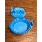 Vintage Blue Slag Glass Nesting Cow On A Nest Covered Dish