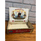 Vintage La Flor De Benefactor Cigar Wooden Box Advertising Eagle Patriotic Ohio