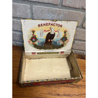 Vintage La Flor De Benefactor Cigar Wooden Box Advertising Eagle Patriotic Ohio