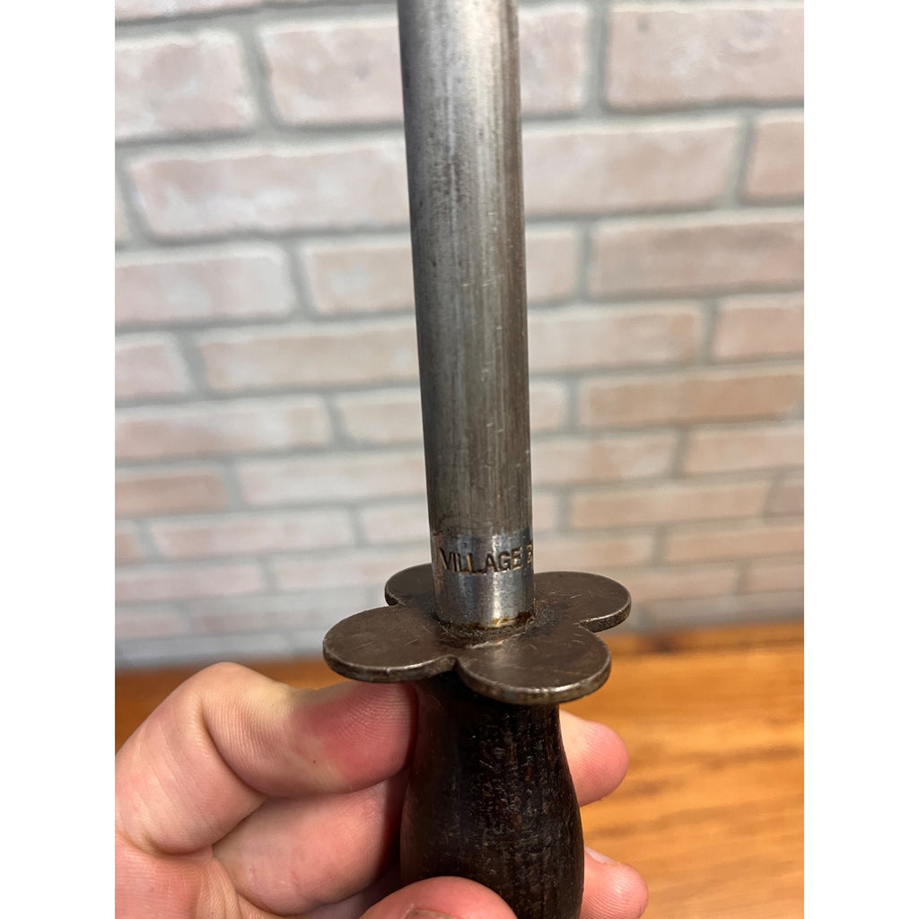 Vintage Village Blacksmith Butchers Knife Steel Honing Sharpening Tool Brass Loop