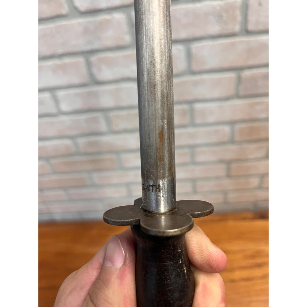 Vintage Village Blacksmith Butchers Knife Steel Honing Sharpening Tool Brass Loop