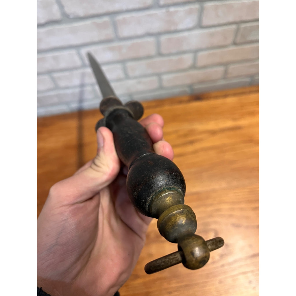 Vintage Village Blacksmith Butchers Knife Steel Honing Sharpening Tool Brass Loop