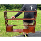 Vintage 1940s Mahogany Victorian Revival Hanging Wall Shelf Cabinet Trinkets Whatnot
