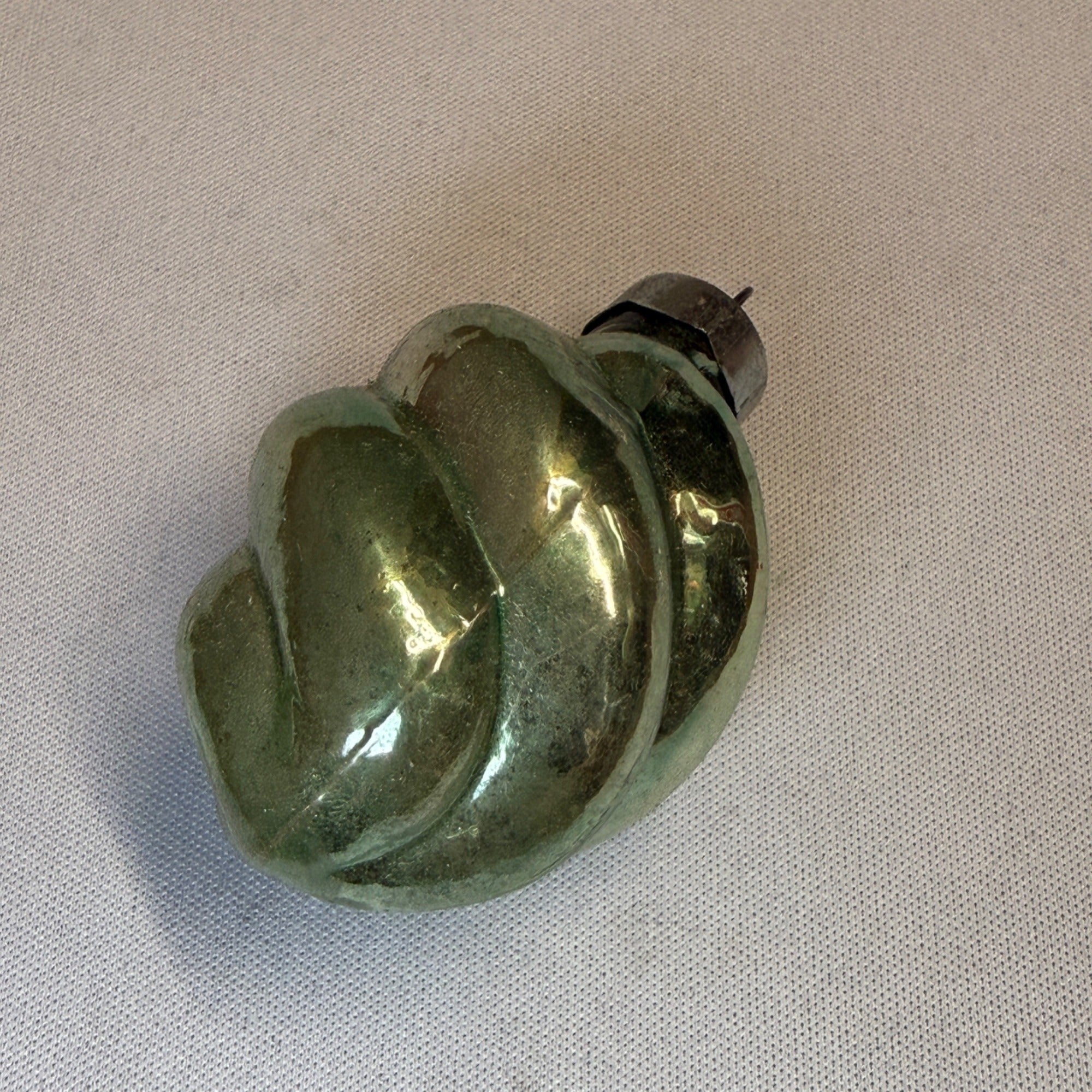 Vintage Mercury Glass Christmas Ornament Green Twist Spiral USA - Shiny Brite