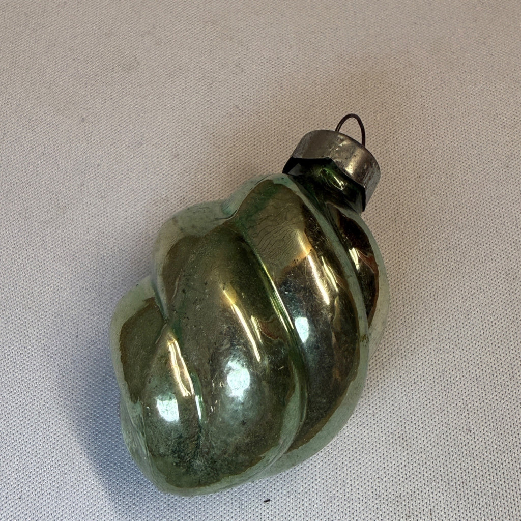 Vintage Mercury Glass Christmas Ornament Green Twist Spiral USA - Shiny Brite
