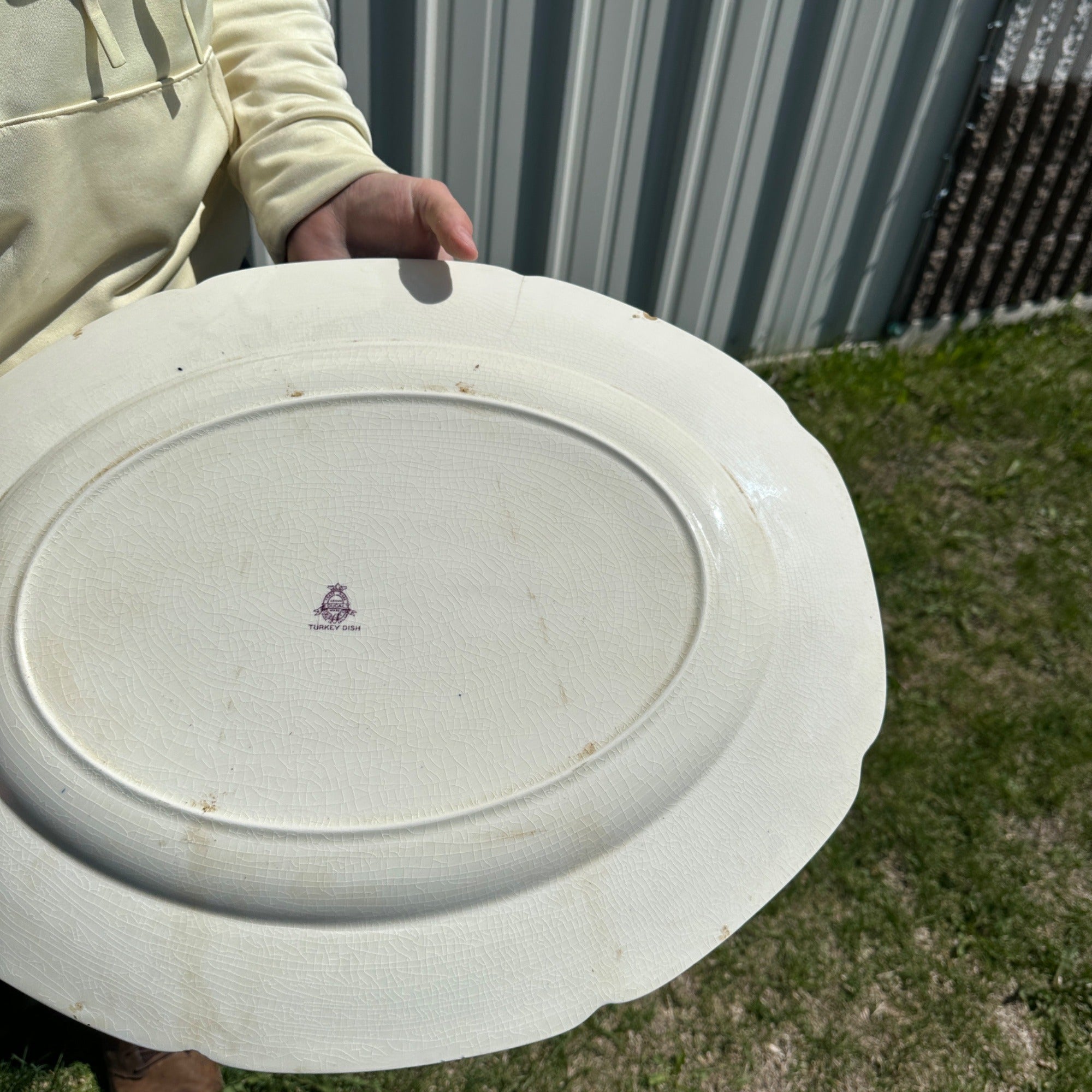 RARE Vintage 1900s Ducal Crown Ware HUGE Turkey Thanksgiving Purple Platter Tray
