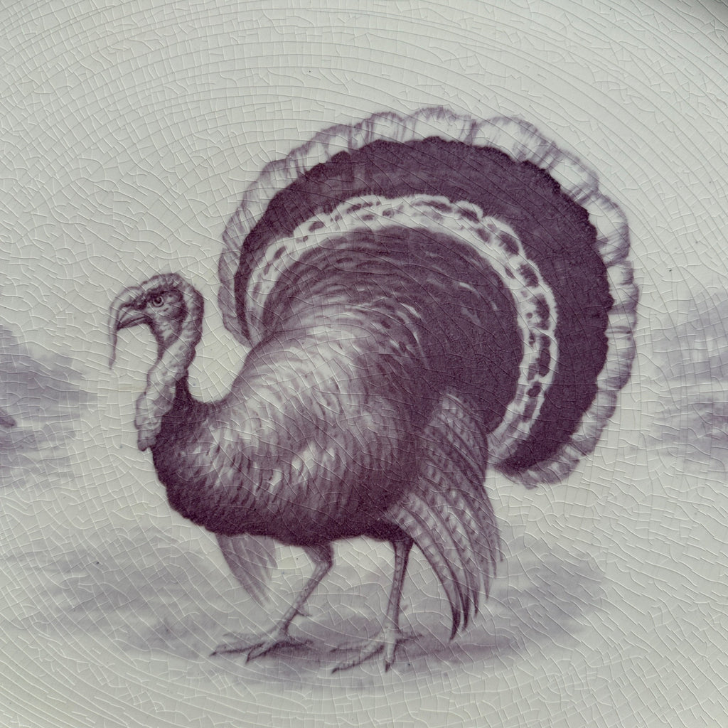 RARE Vintage 1900s Ducal Crown Ware HUGE Turkey Thanksgiving Purple Platter Tray