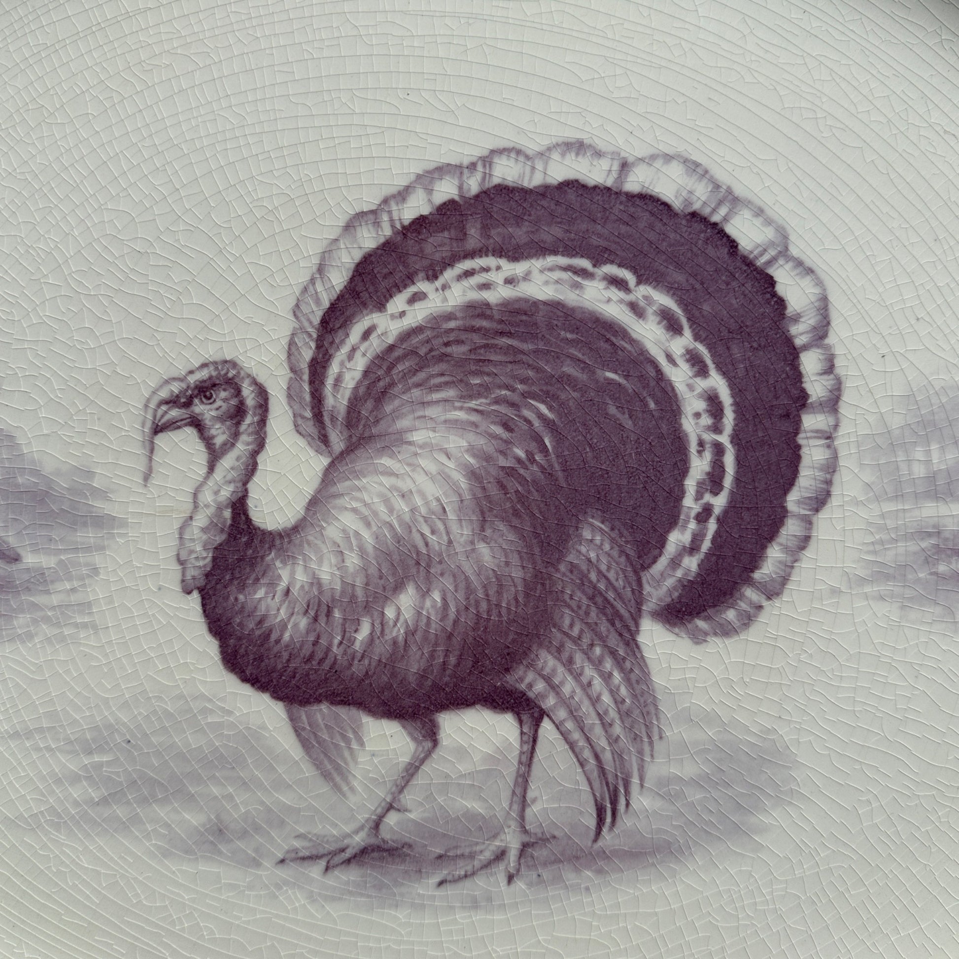 RARE Vintage 1900s Ducal Crown Ware HUGE Turkey Thanksgiving Purple Platter Tray