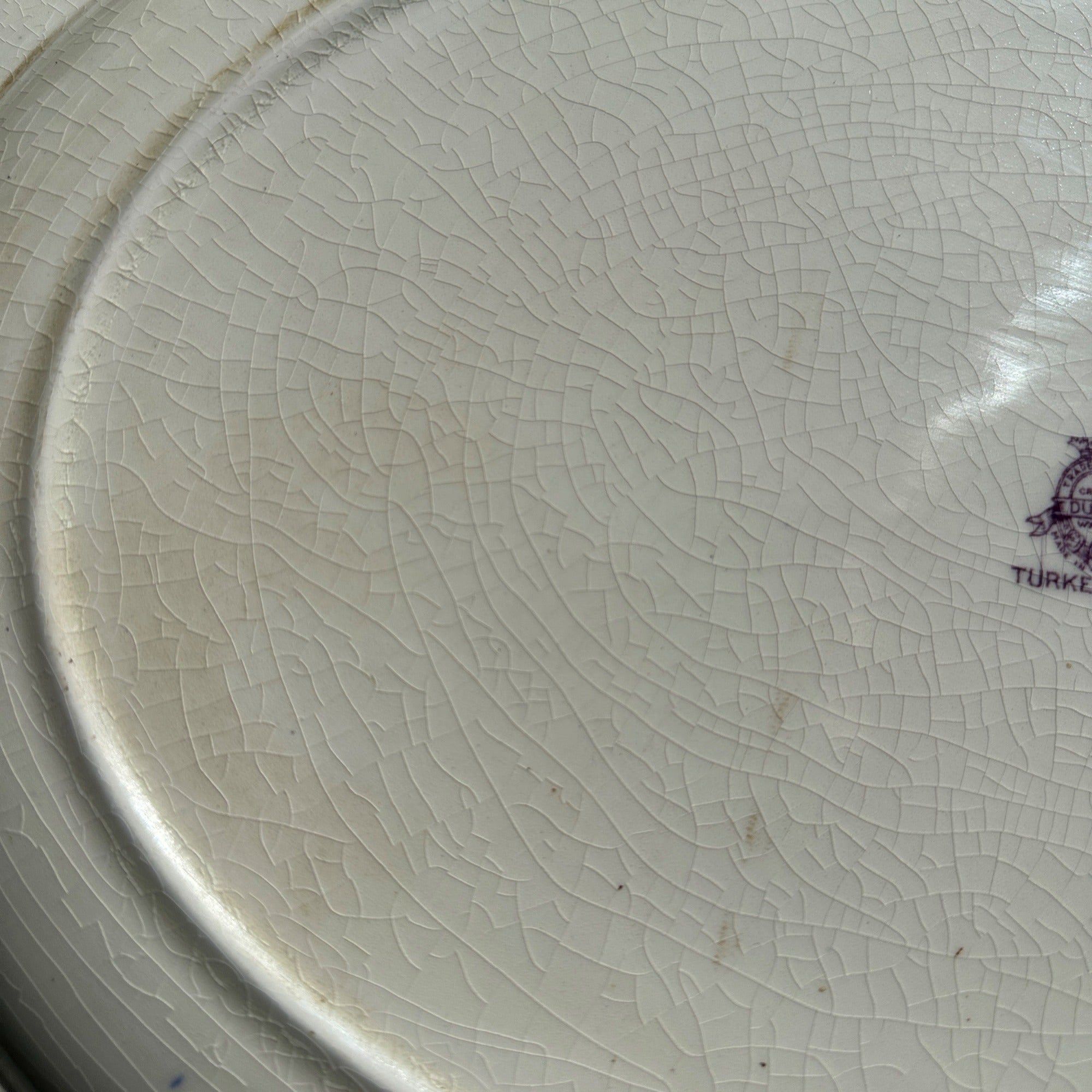 RARE Vintage 1900s Ducal Crown Ware HUGE Turkey Thanksgiving Purple Platter Tray