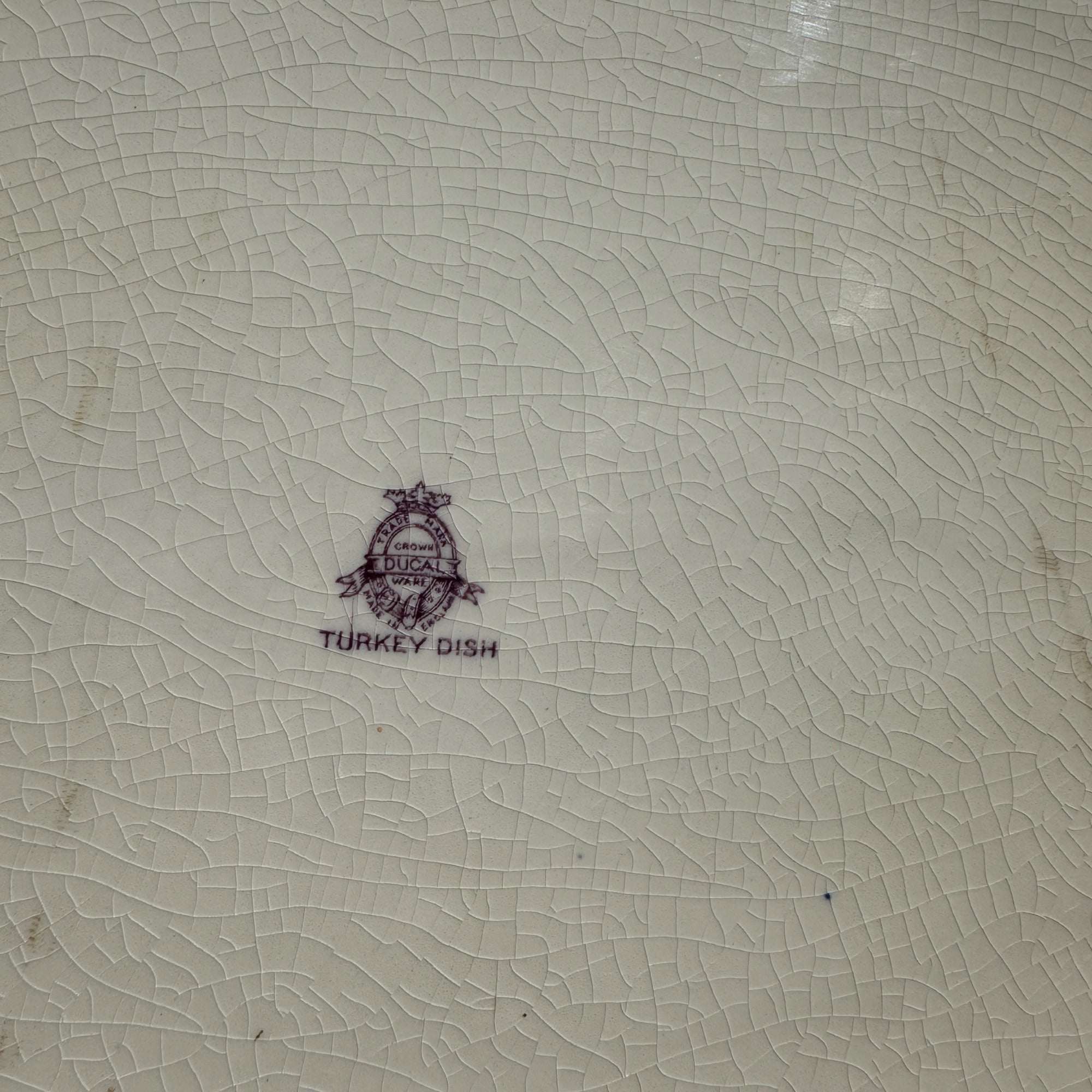 RARE Vintage 1900s Ducal Crown Ware HUGE Turkey Thanksgiving Purple Platter Tray