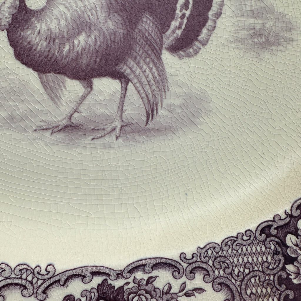RARE Vintage 1900s Ducal Crown Ware HUGE Turkey Thanksgiving Purple Platter Tray