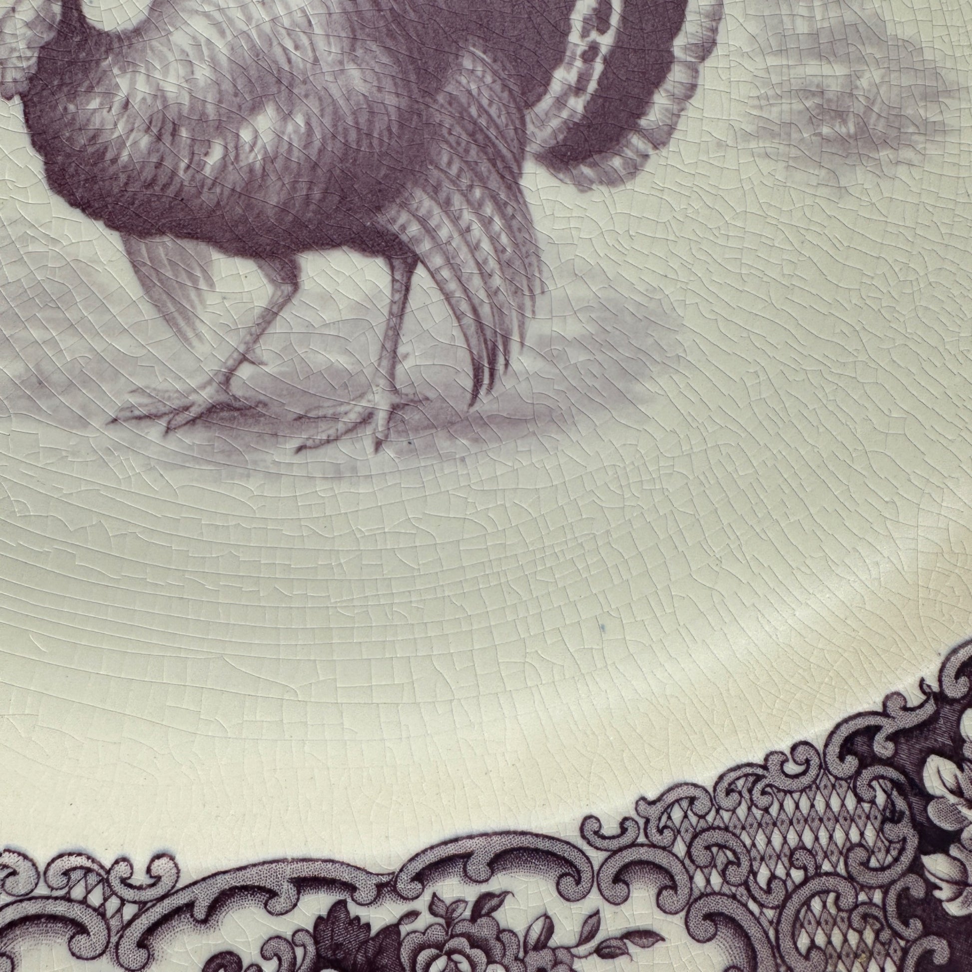 RARE Vintage 1900s Ducal Crown Ware HUGE Turkey Thanksgiving Purple Platter Tray