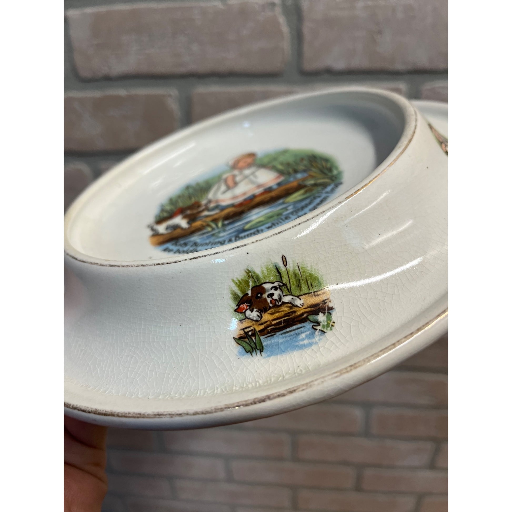 Antique Victorian Royal Baby Bunting and Bunch Baby Plate Circa 1905