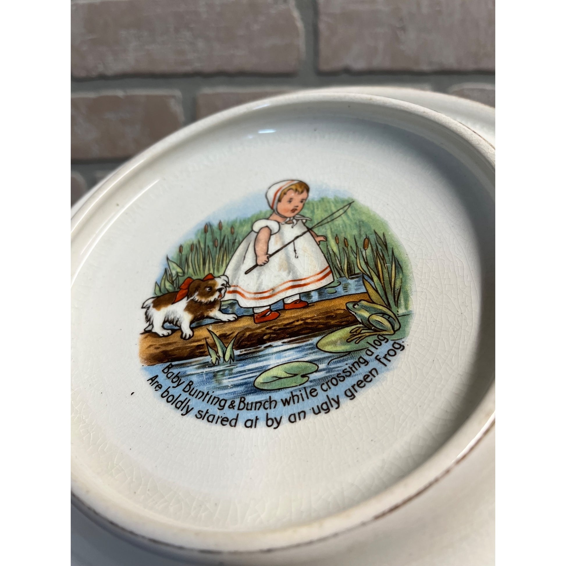 Antique Victorian Royal Baby Bunting and Bunch Baby Plate Circa 1905