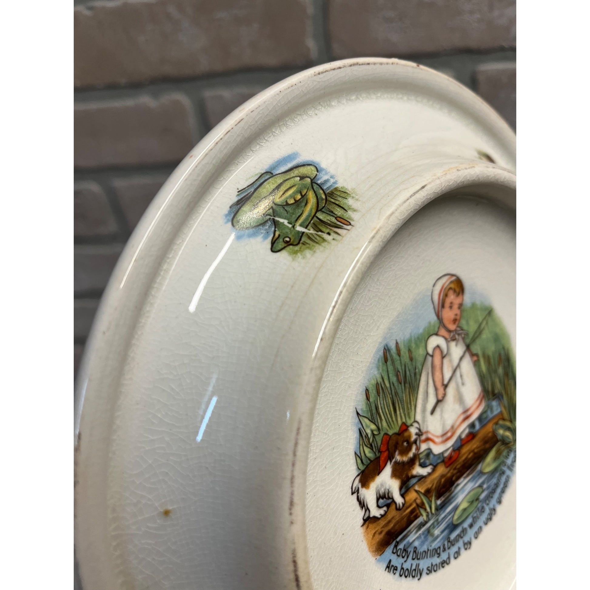 Antique Victorian Royal Baby Bunting and Bunch Baby Plate Circa 1905