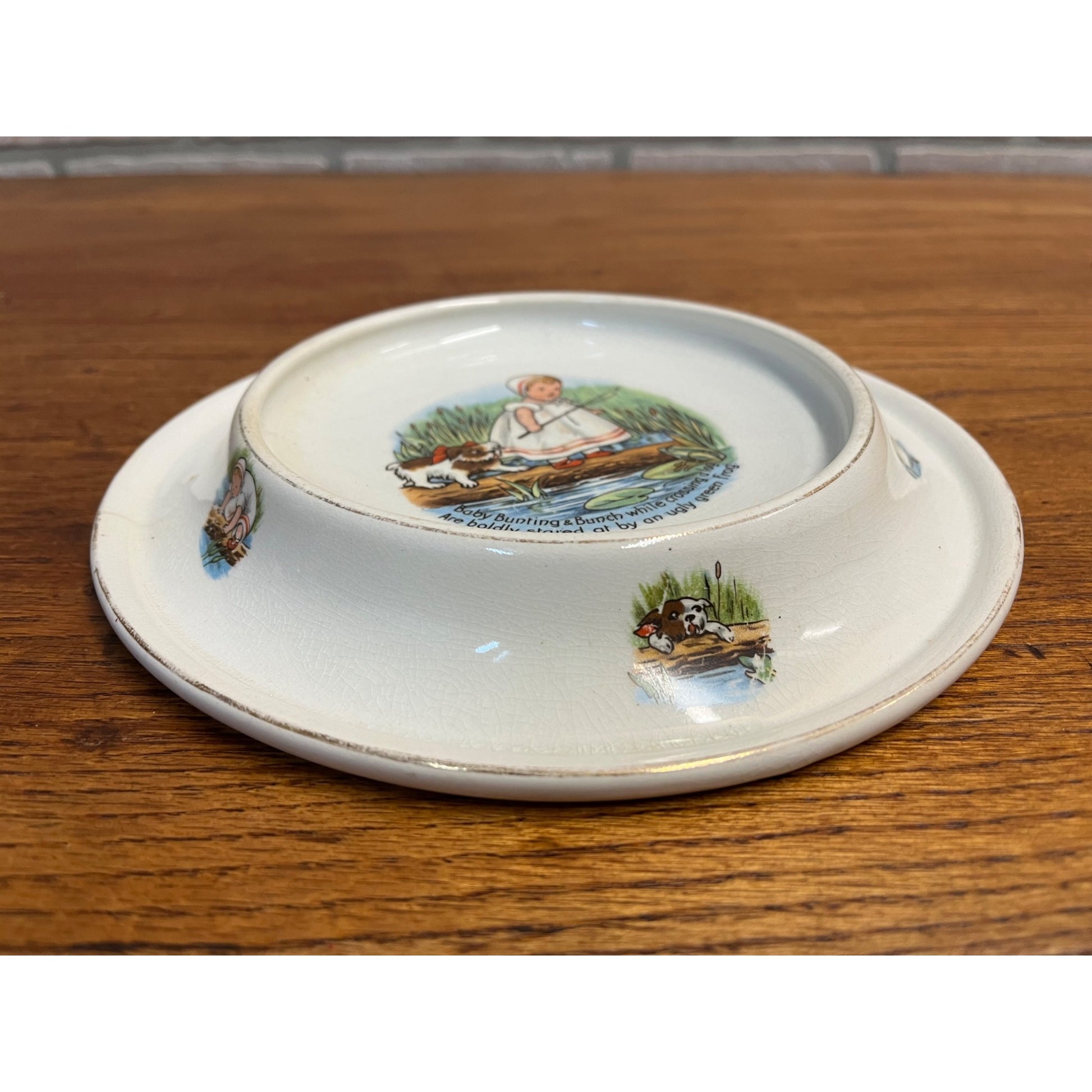 Antique Victorian Royal Baby Bunting and Bunch Baby Plate Circa 1905