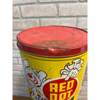 Vintage Red Dot Potato Chips Advertising Tin Can Kitchen Canister