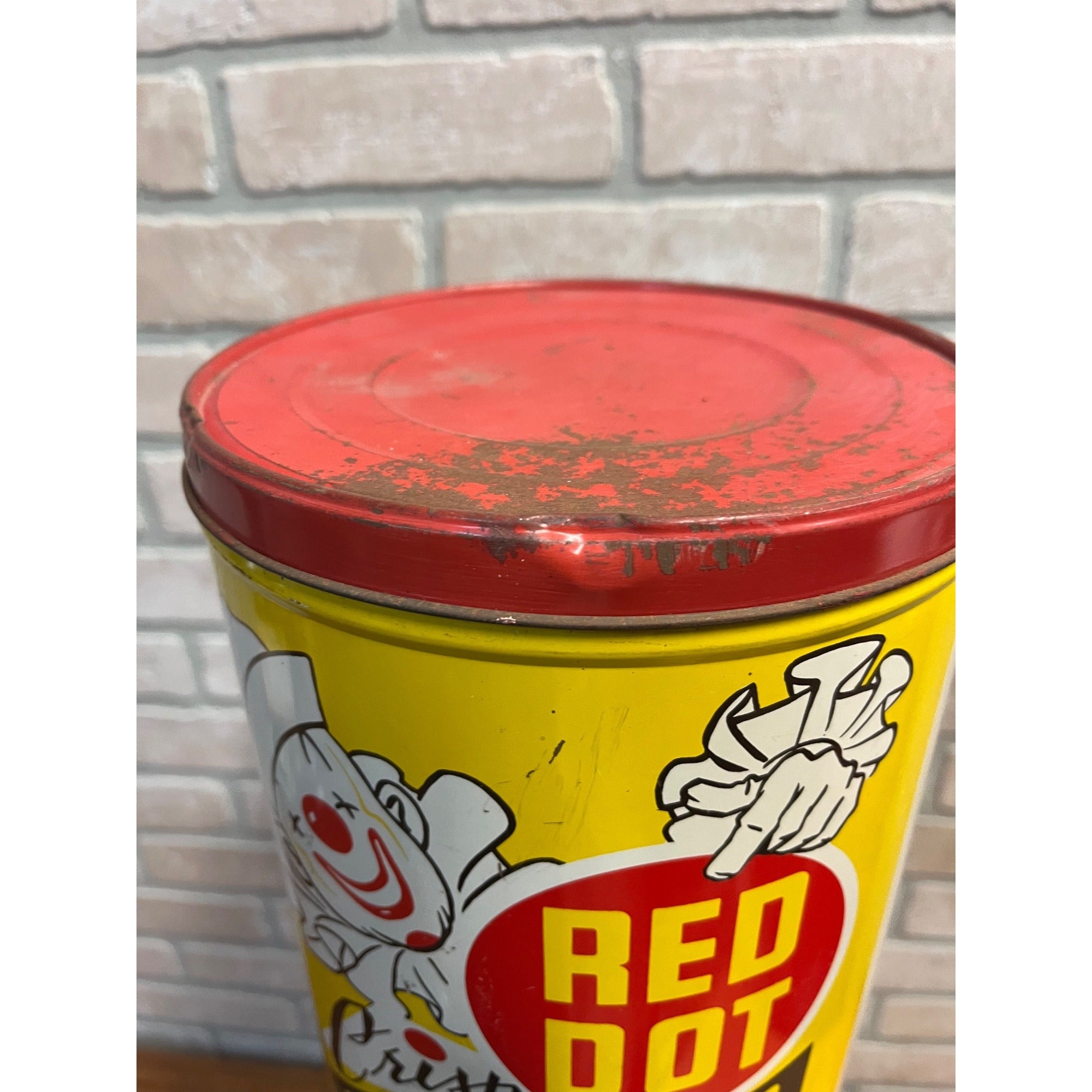 Vintage Red Dot Potato Chips Advertising Tin Can Kitchen Canister