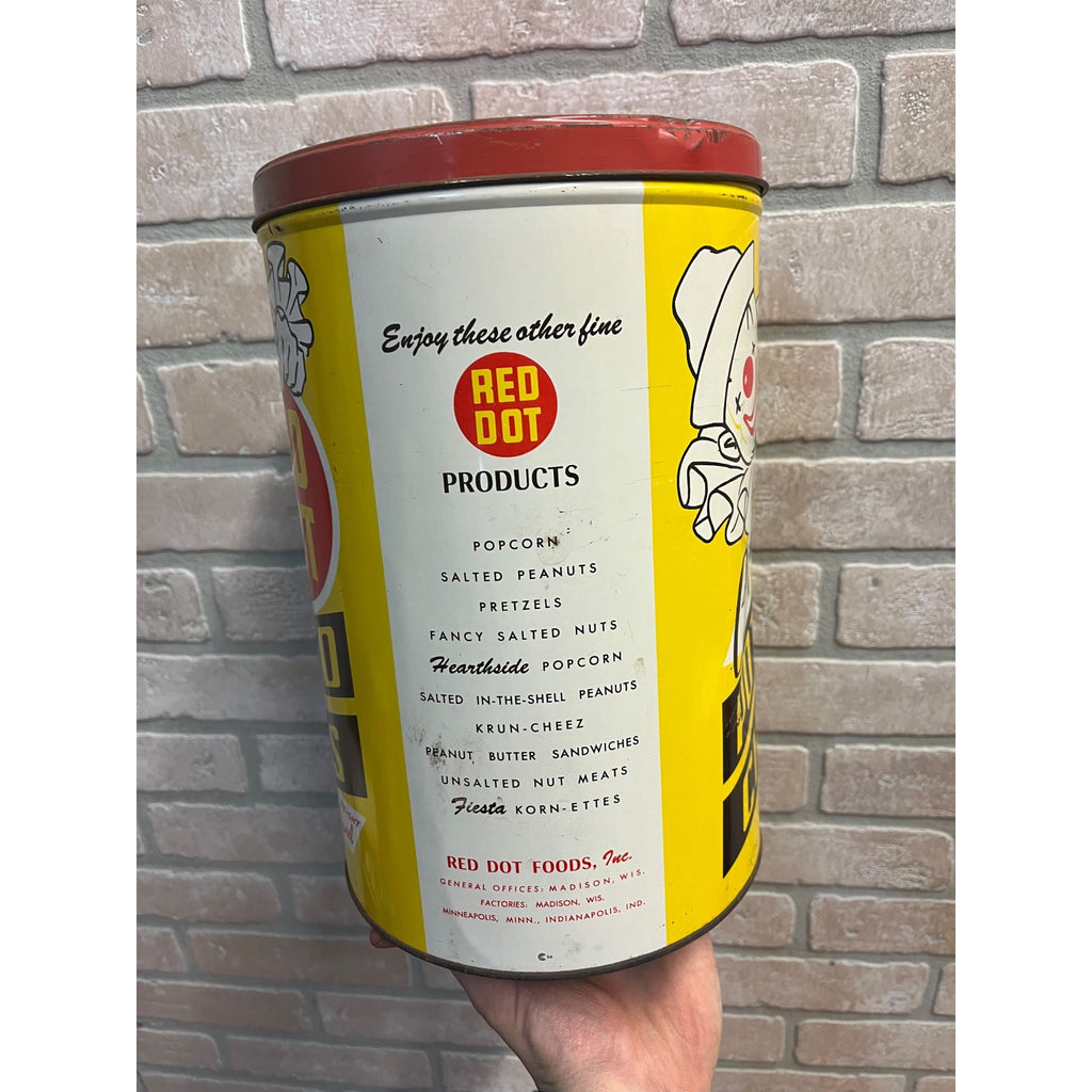 Vintage Red Dot Potato Chips Advertising Tin Can Kitchen Canister
