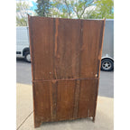 Antique Walnut 2pc Kitchen Hutch Cabinet Stepback Pantry Farmhouse Cupboard