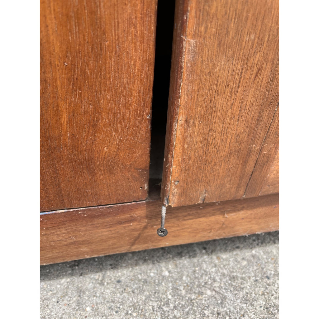Antique Walnut 2pc Kitchen Hutch Cabinet Stepback Pantry Farmhouse Cupboard