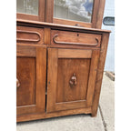 Antique Walnut 2pc Kitchen Hutch Cabinet Stepback Pantry Farmhouse Cupboard