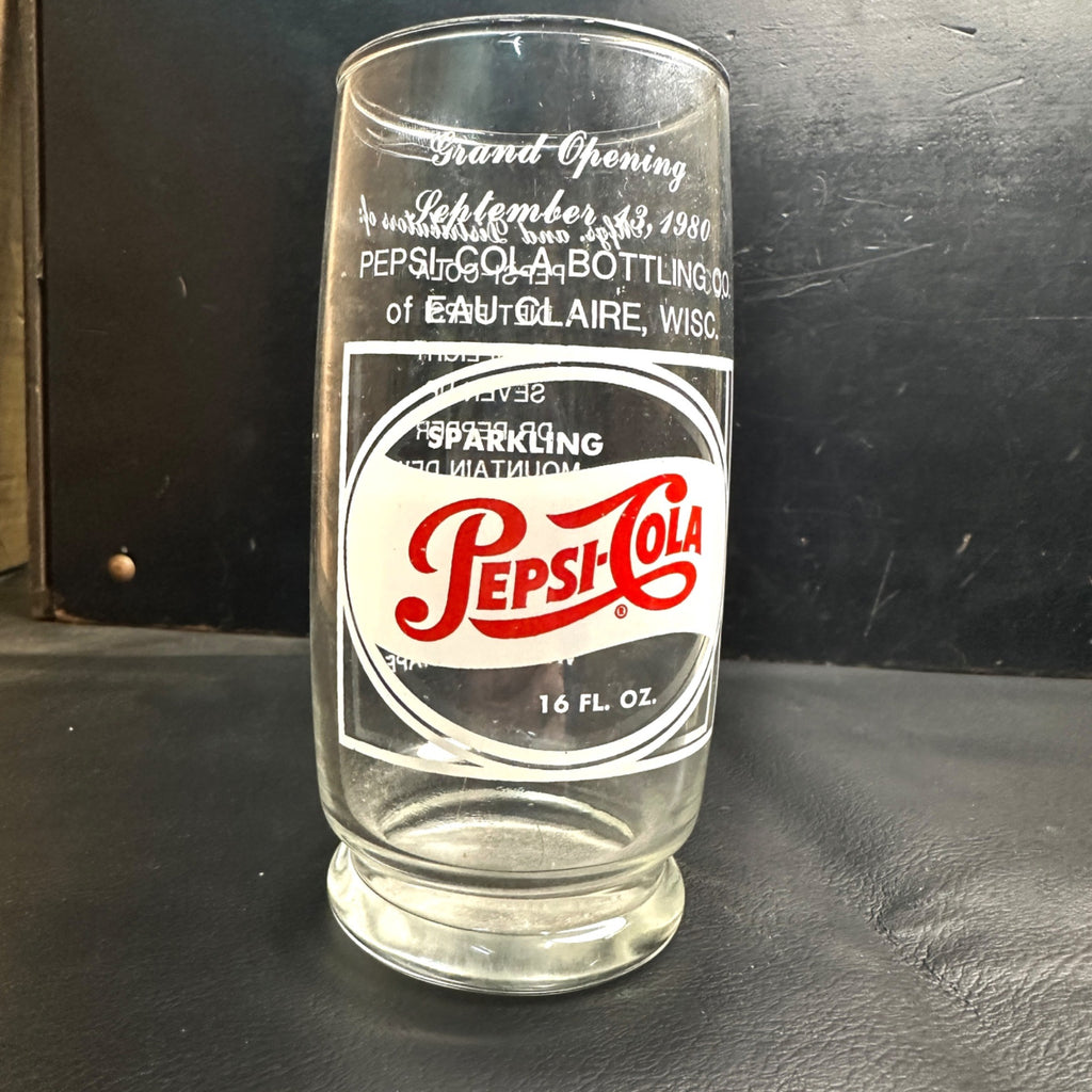 Pepsi-Cola Pepsi Eau Claire Wisc Bottle Company Grand Opening 1980 Glass