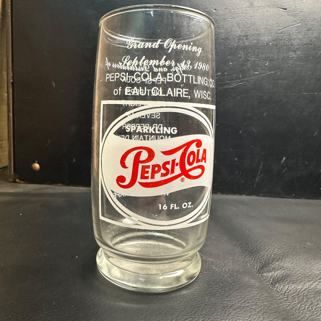 Pepsi-Cola Pepsi Eau Claire Wisc Bottle Company Grand Opening 1980 Glass