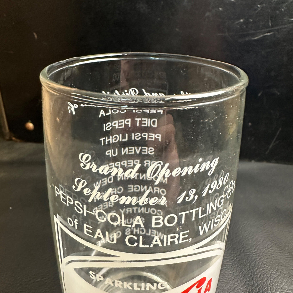 Pepsi-Cola Pepsi Eau Claire Wisc Bottle Company Grand Opening 1980 Glass