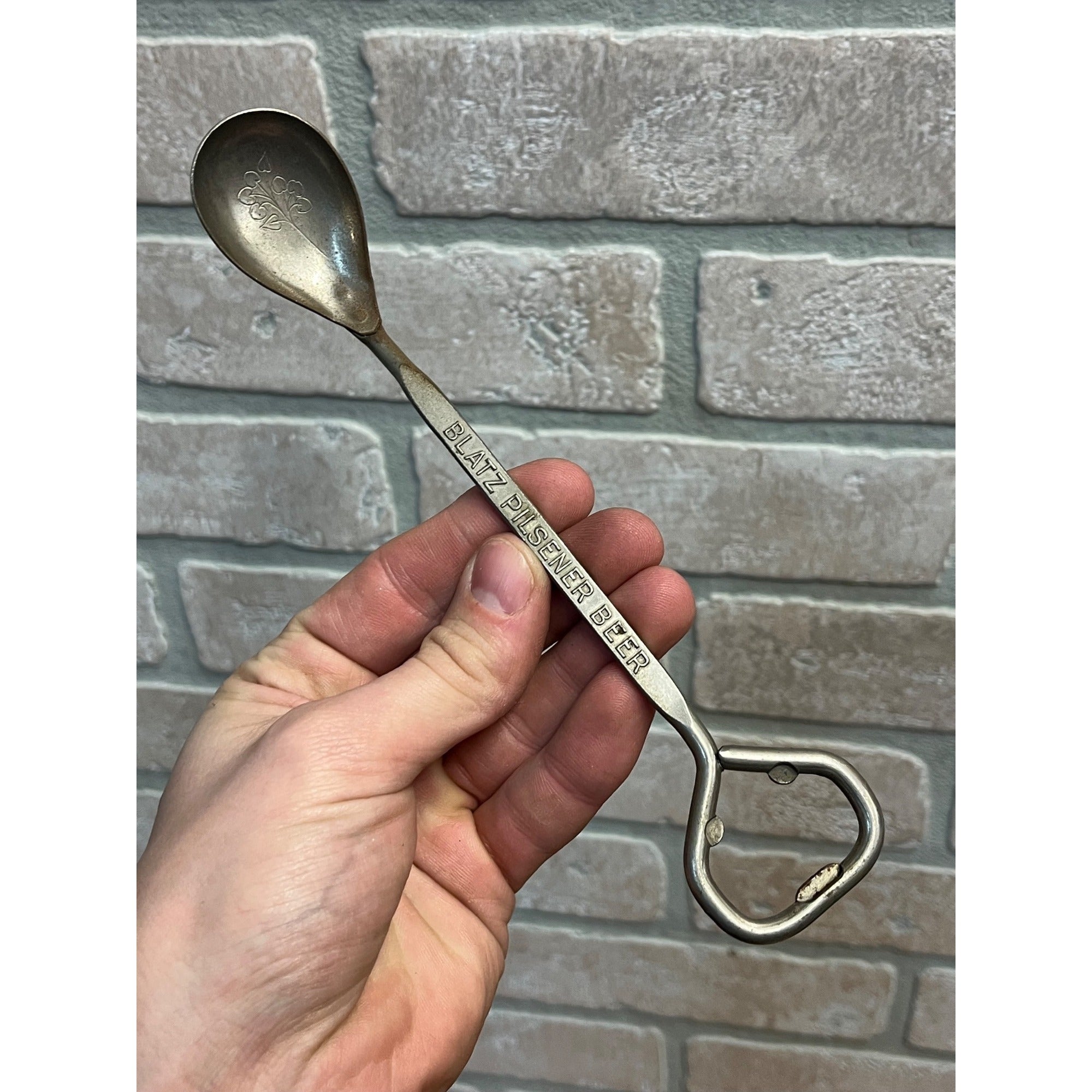 Vintage Blatz Pilsner Beer Metal Spoon & Bottle Opener Advertising Milwaukee Wis