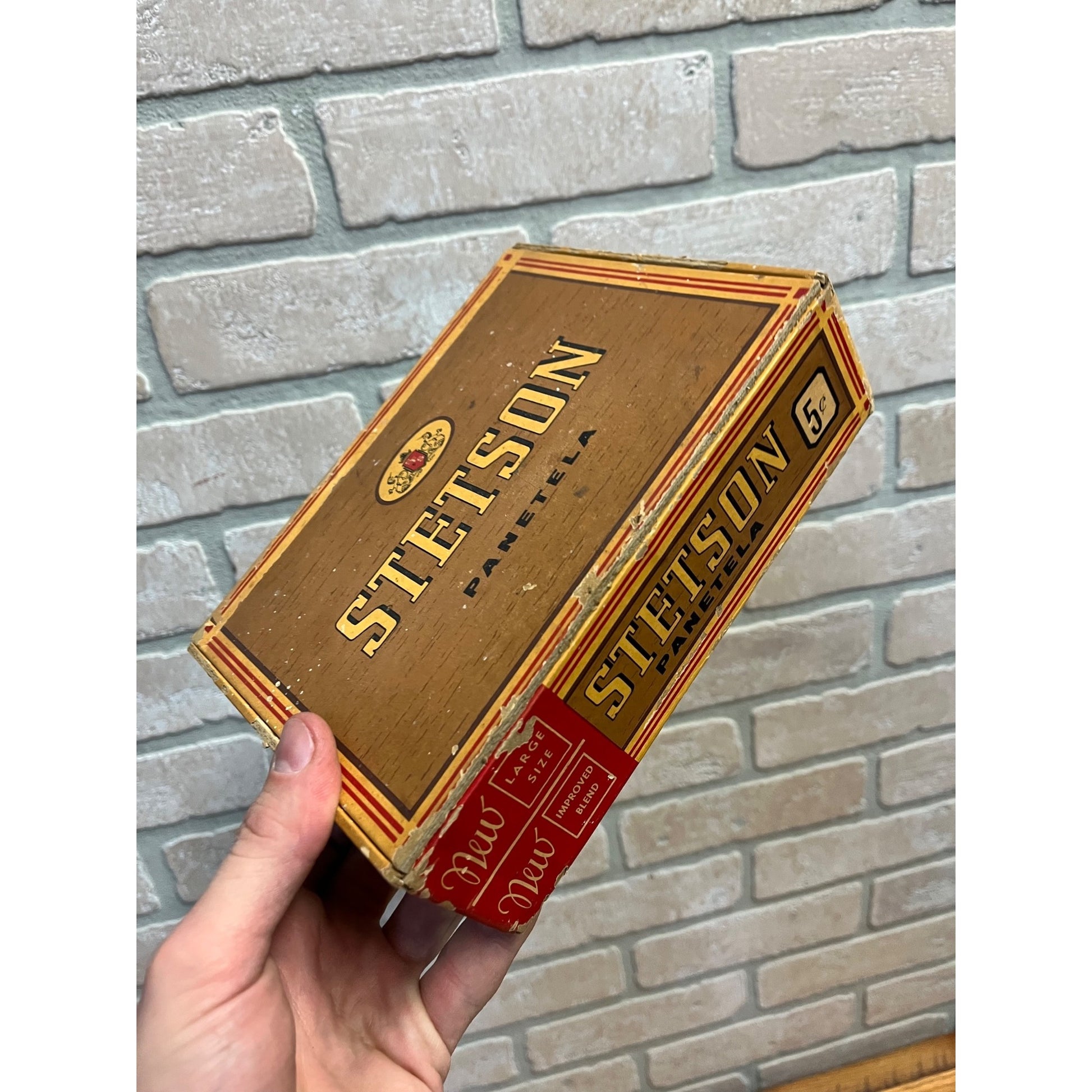 Vintage Stetson Panetela Cigars Advertising Box Empty Pressed Cardboard