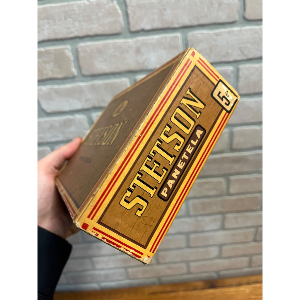 Vintage Stetson Panetela Cigars Advertising Box Empty Pressed Cardboard