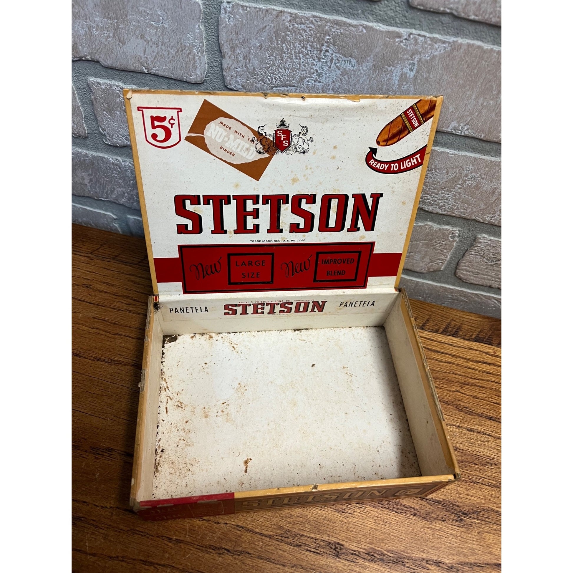 Vintage Stetson Panetela Cigars Advertising Box Empty Pressed Cardboard