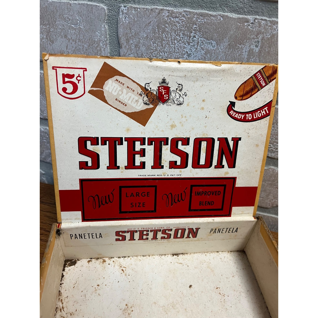Vintage Stetson Panetela Cigars Advertising Box Empty Pressed Cardboard