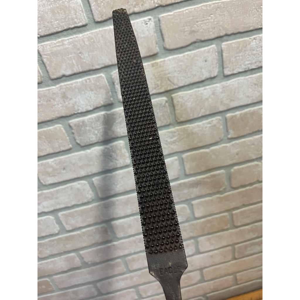 Antique Cast Iron File Rasp Holder Handle w/ Eagle Brand Rasp File 17.5" Long