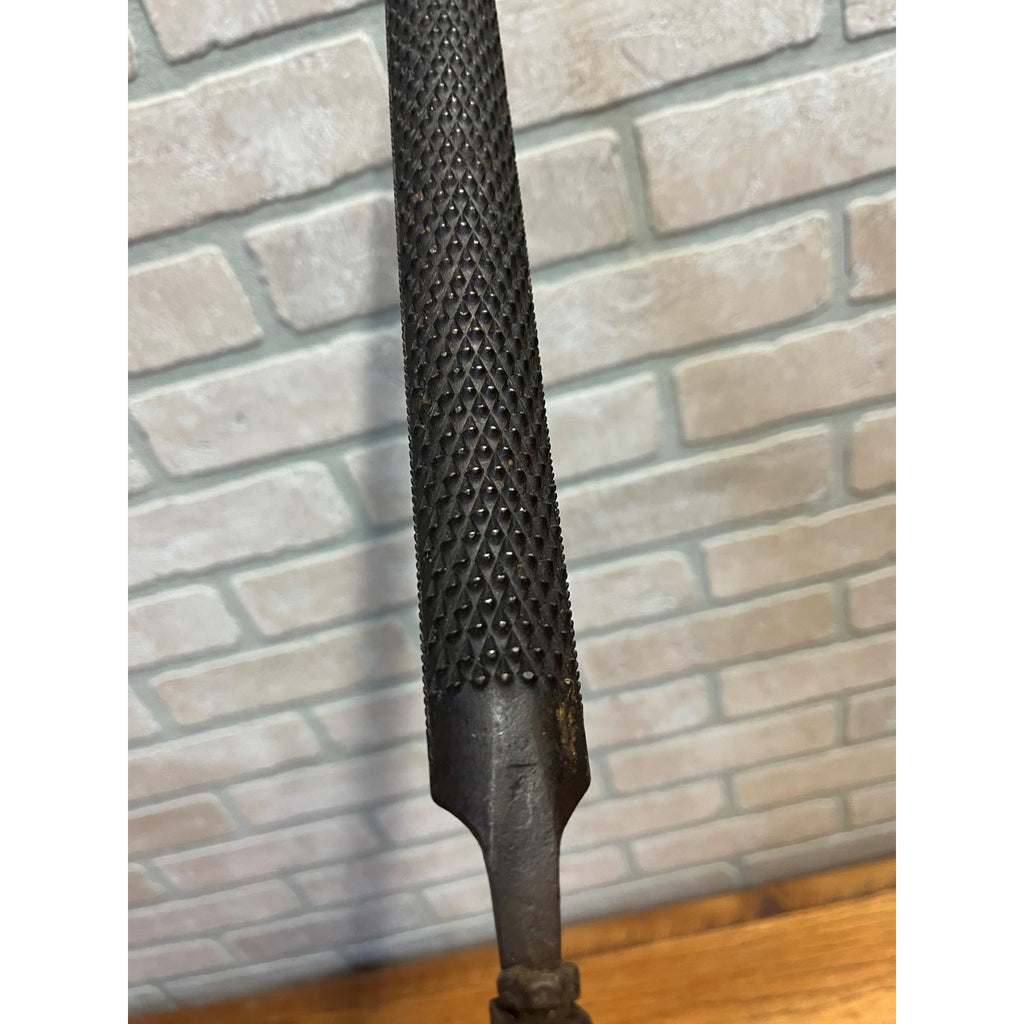 Antique Cast Iron File Rasp Holder Handle w/ Eagle Brand Rasp File 17.5" Long