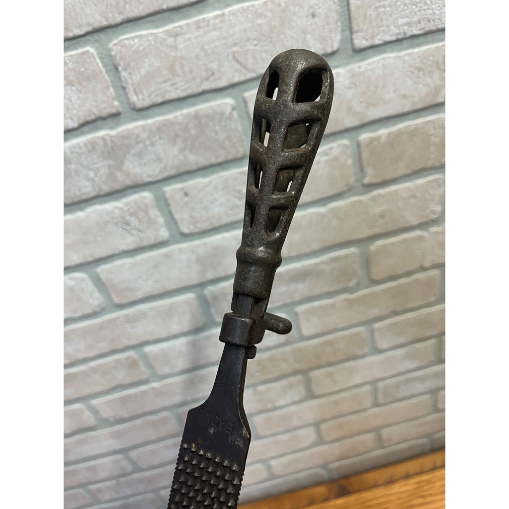 Antique Cast Iron File Rasp Holder Handle w/ Eagle Brand Rasp File 17.5" Long