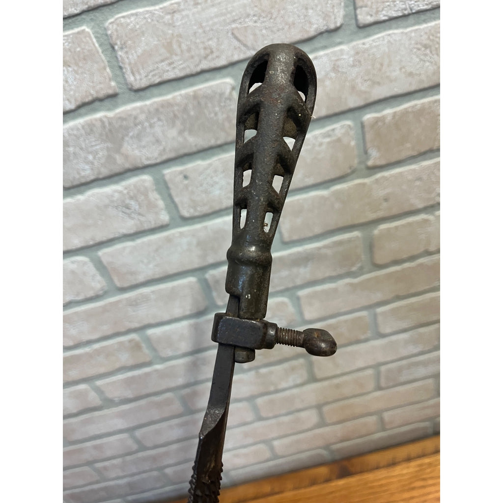 Antique Cast Iron File Rasp Holder Handle w/ Eagle Brand Rasp File 17.5" Long