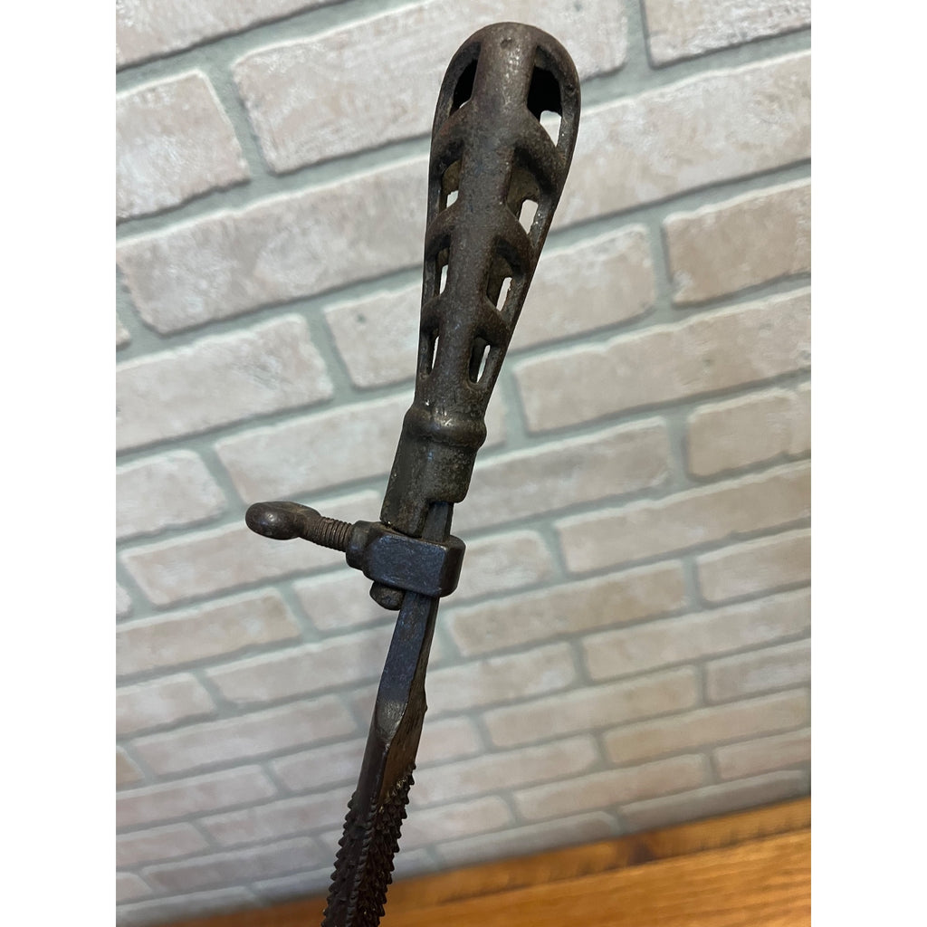 Antique Cast Iron File Rasp Holder Handle w/ Eagle Brand Rasp File 17.5" Long