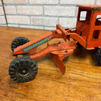 Vintage 1940s Marx Power Grader Orange Construction Pressed Steel Toy