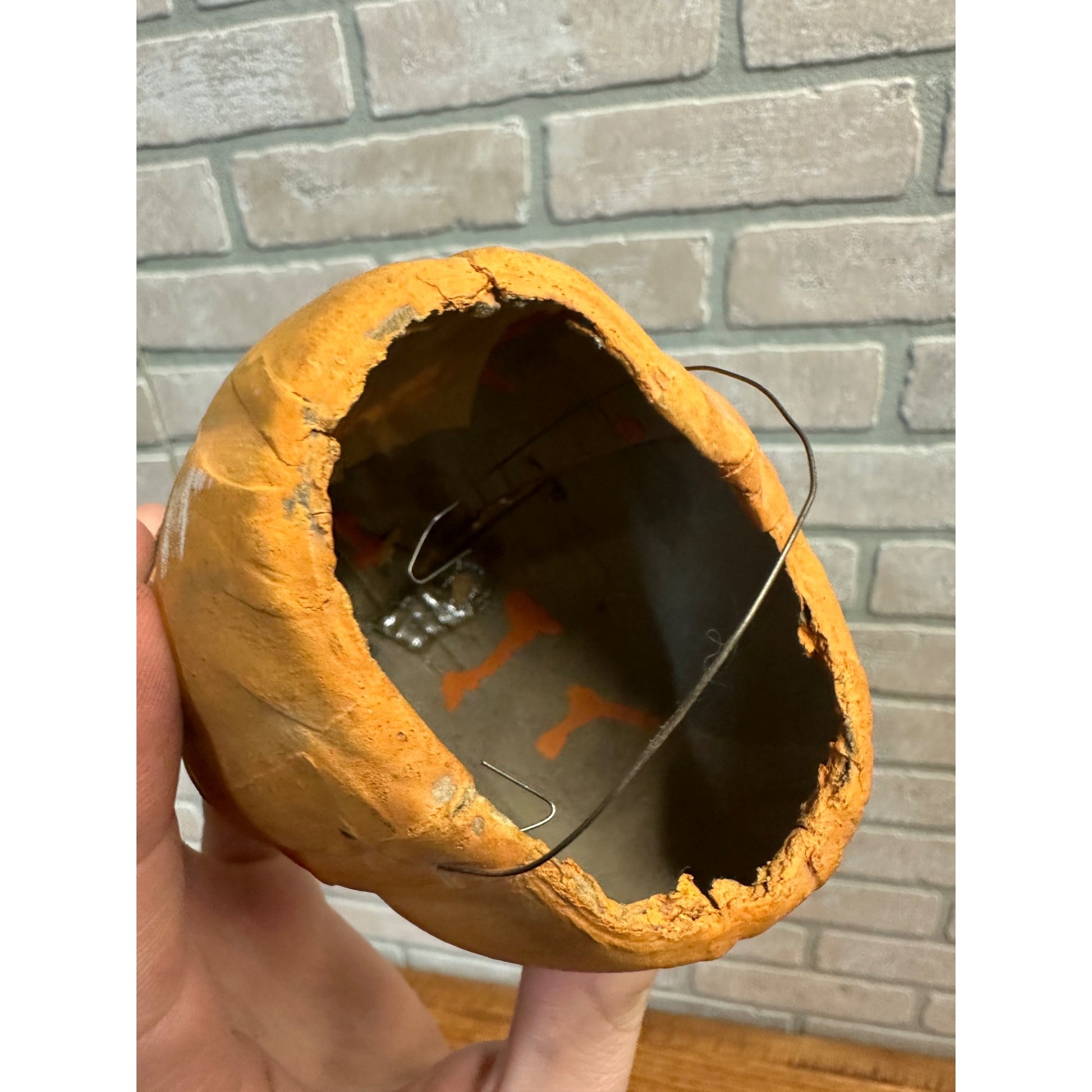 Antique 1920s Halloween Paper Mache German JOL Jack O' Lantern Pulp Rounded Bottom