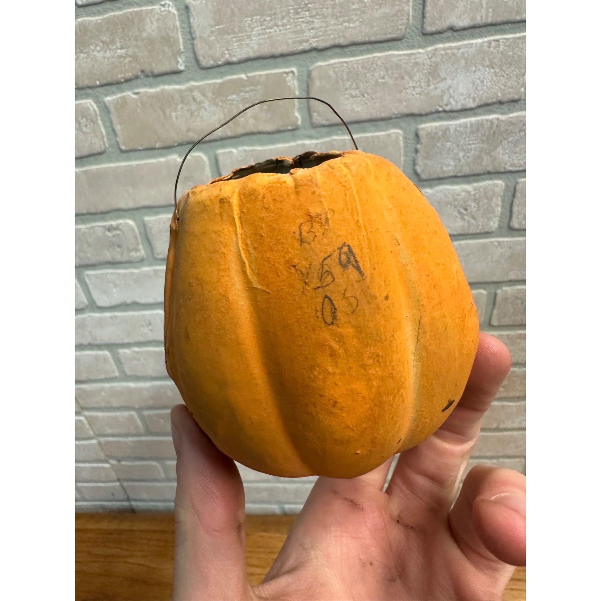 Antique 1920s Halloween Paper Mache German JOL Jack O' Lantern Pulp Rounded Bottom