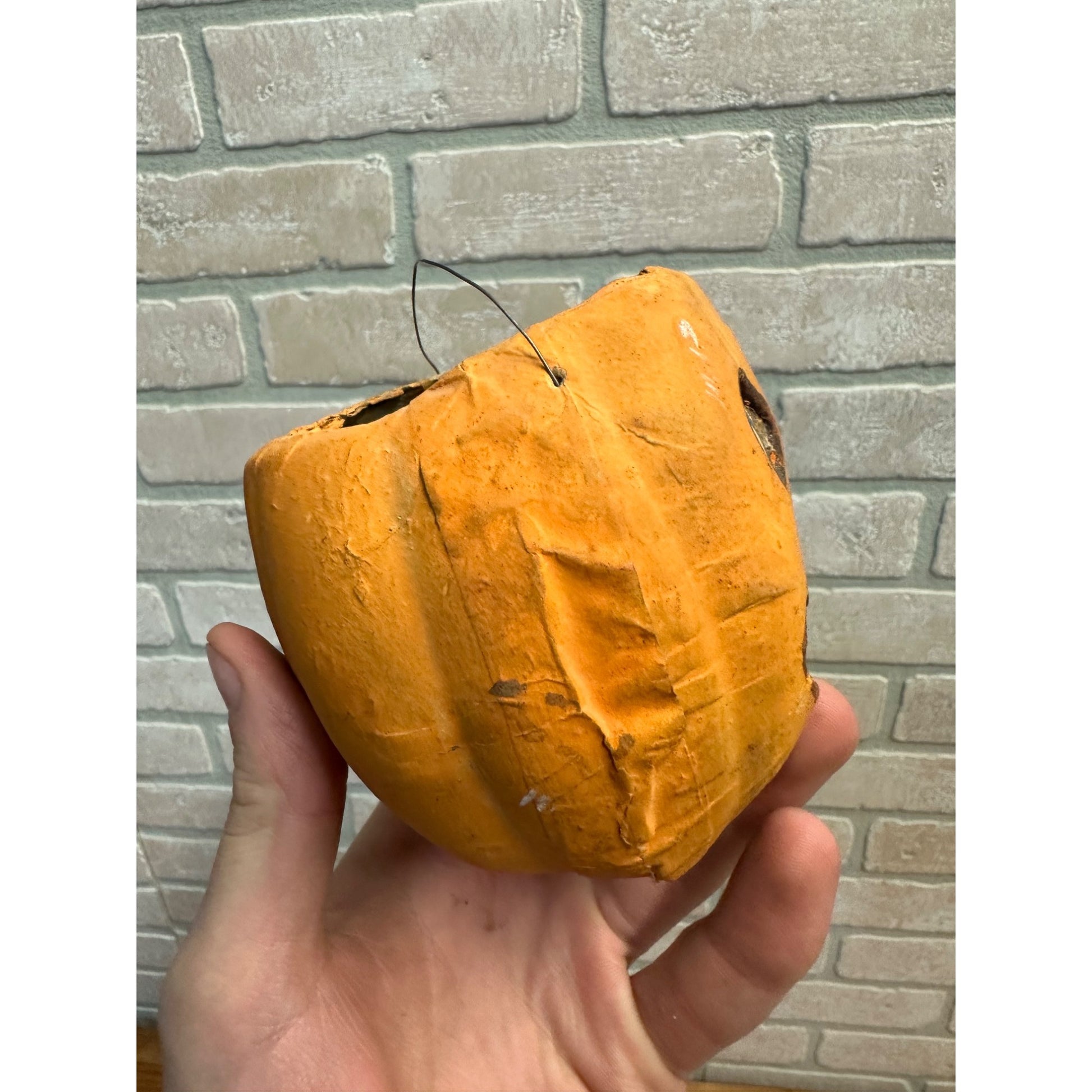 Antique 1920s Halloween Paper Mache German JOL Jack O' Lantern Pulp Rounded Bottom