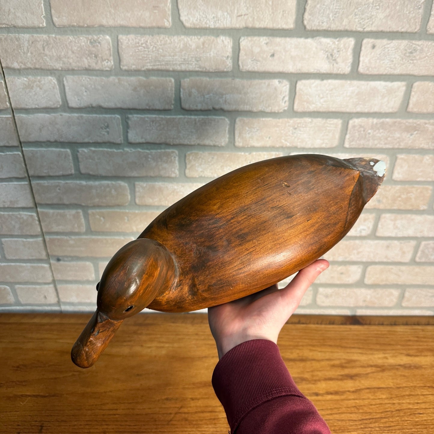 Vintage Carl Haufe (Neenah Wisconsin) Carbed Wooden Duck Decoy